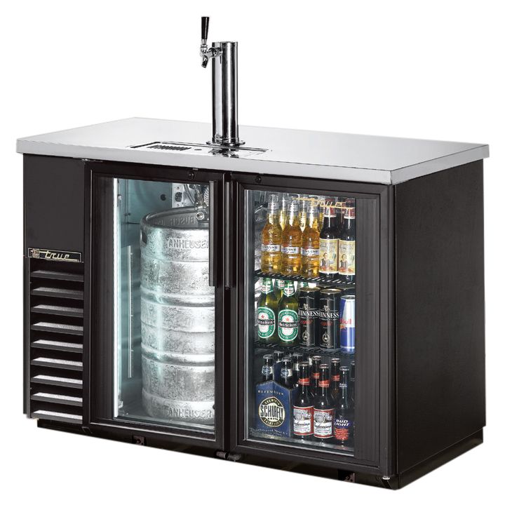 True&reg; Glass Door Back Bar Direct Draw Beer Dispenser, 245 Cans