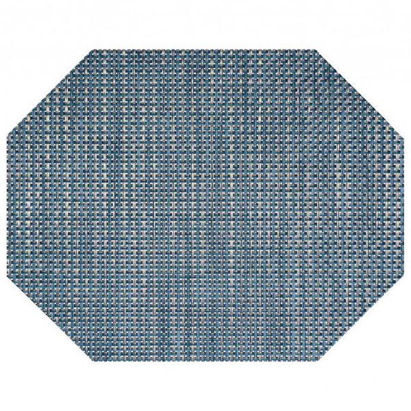Front Of The House 11"x14" Indigo Basketweave Octagon Placemat