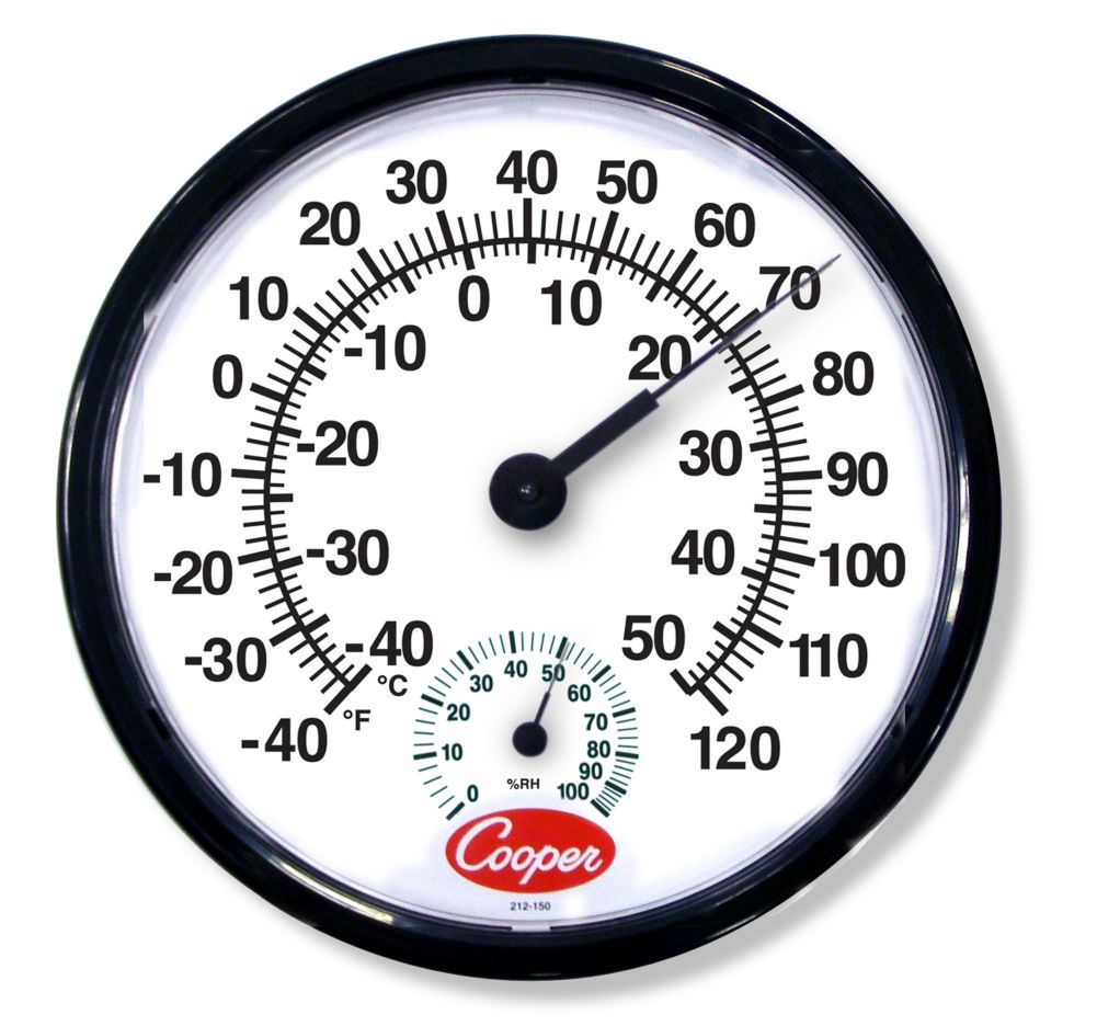 Cooper Atkins -40&deg; to 120&deg;F Wall Thermometer w/ Humidity Scale