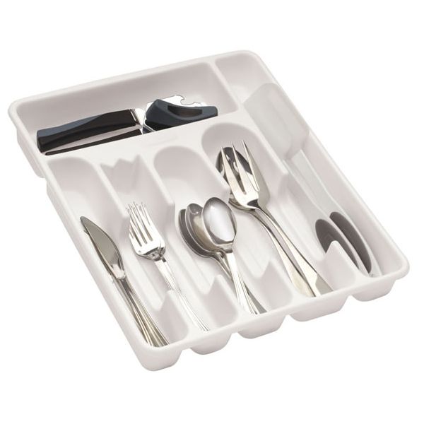 Rubbermaid Large White Plastic 6-Compartment Cutlery Tray