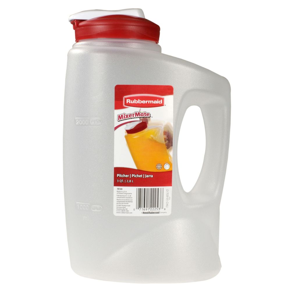 Rubbermaid 1776501 MixerMate Clear 3 Qt Pitcher w/ Chili Red Lid eBay