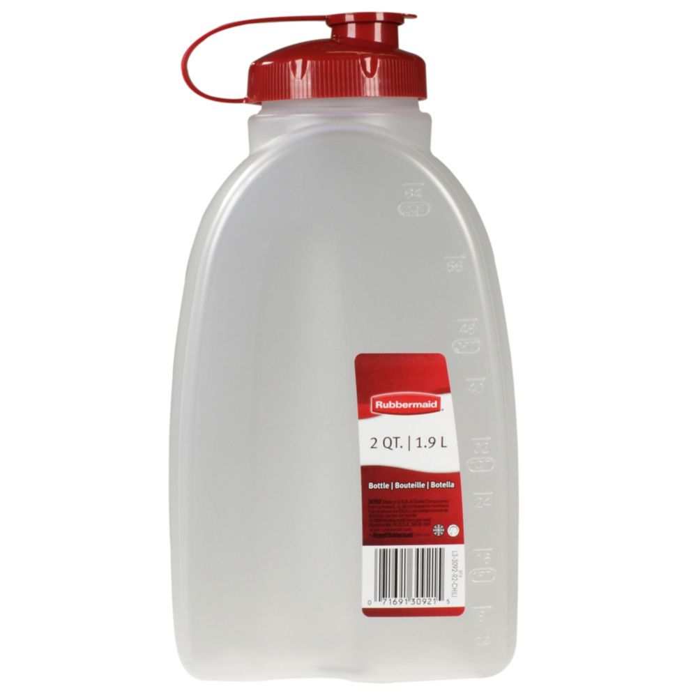 Rubbermaid MixerMate Clear 2 Qt Bottle w/ Chili Red Lid
