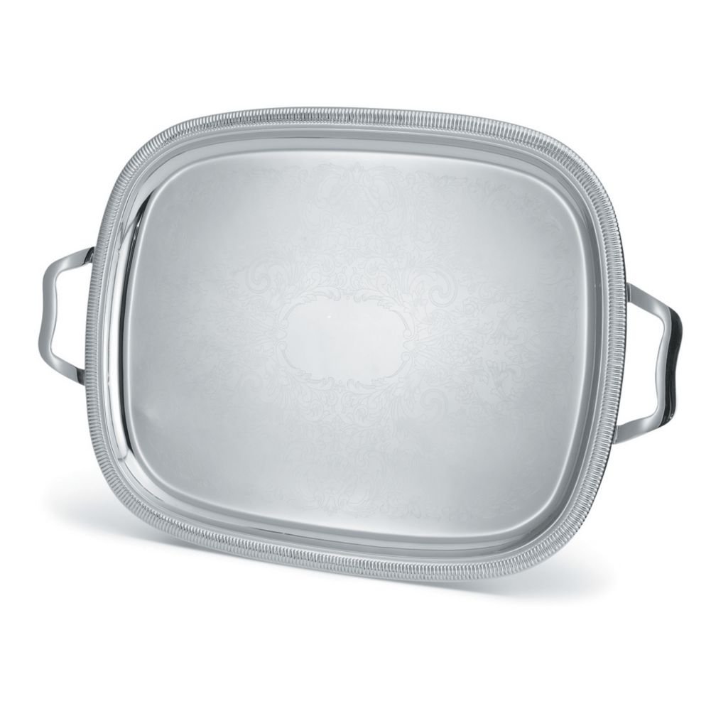 Elegant Reflections S/S  23-1/2x18-1/2" Serving Tray w/ Handles