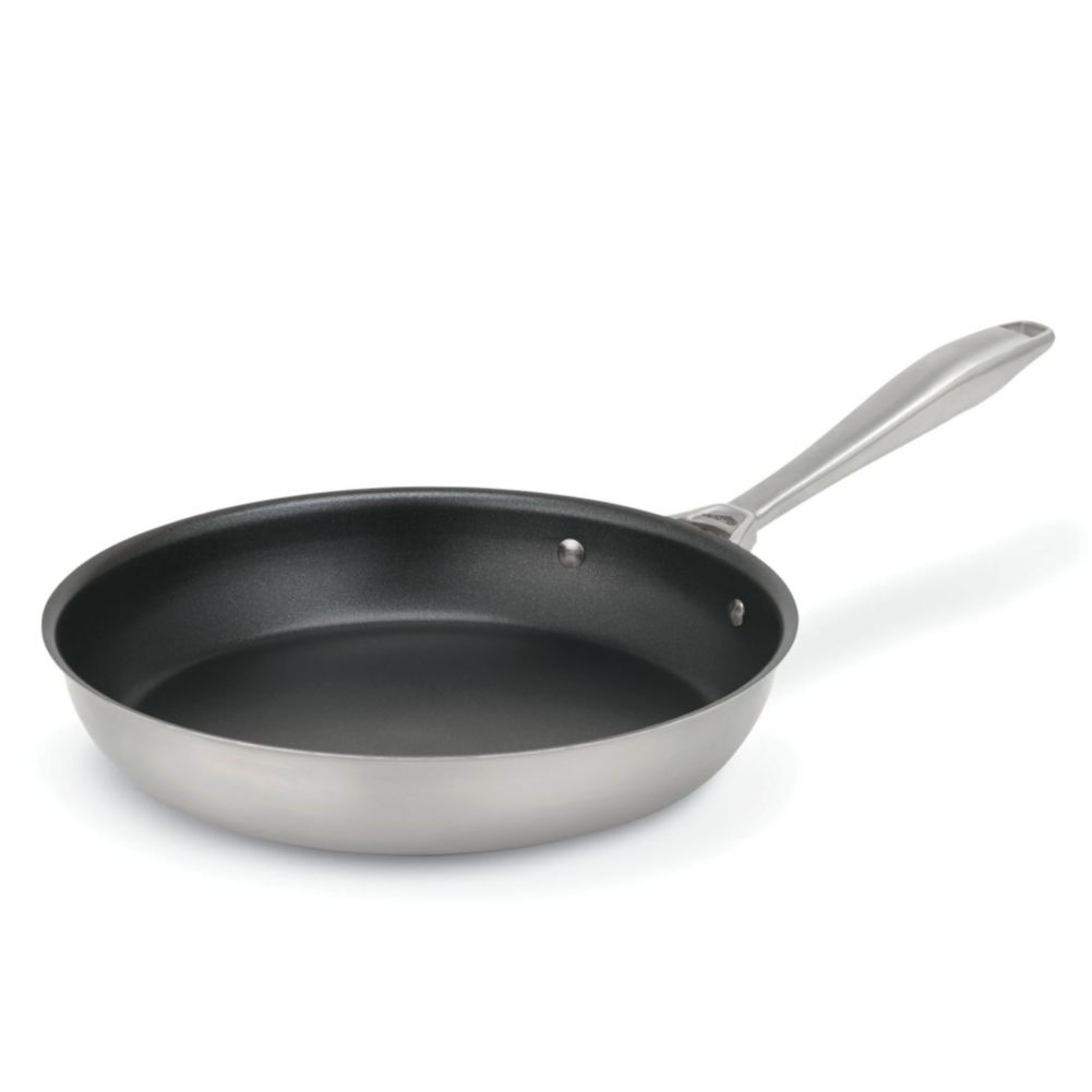 Intrigue Mirror Finish S/S 10-15/16" Fry Pan w/ Non-Stick Coating