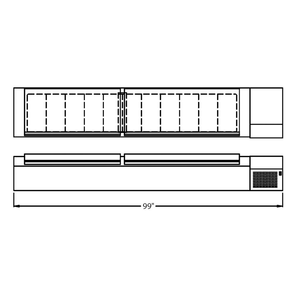 Randell&reg; 99" Refrigerated Countertop Condiment Rail