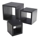 American Metalcraft Black Wooden Square 3-Piece Riser Set