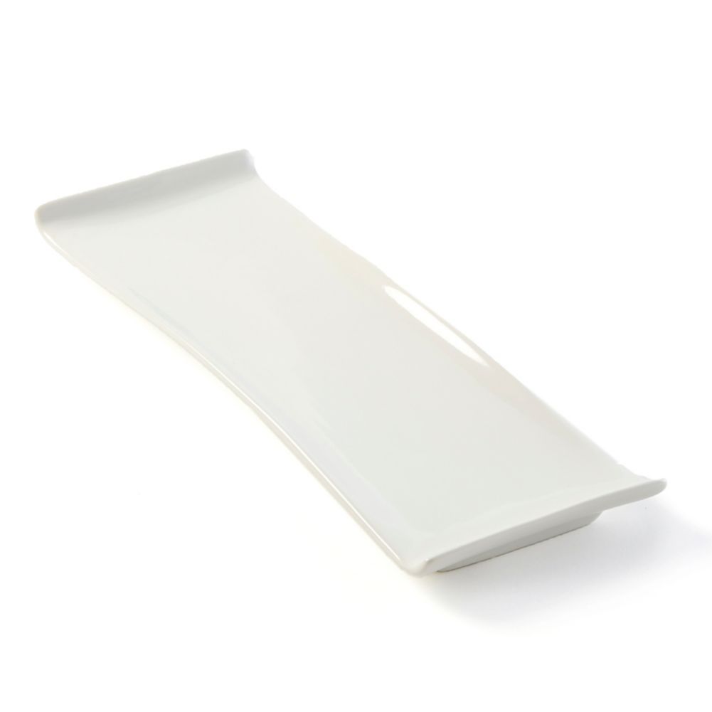 American Metalcraft Rect. White Porcelain 11 In Platter w/ Curved Ends