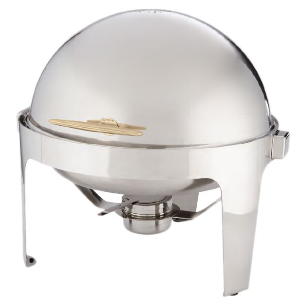 American Metalcraft Adagio&trade; 7 Qt Round Chafer  w / Gold Handles