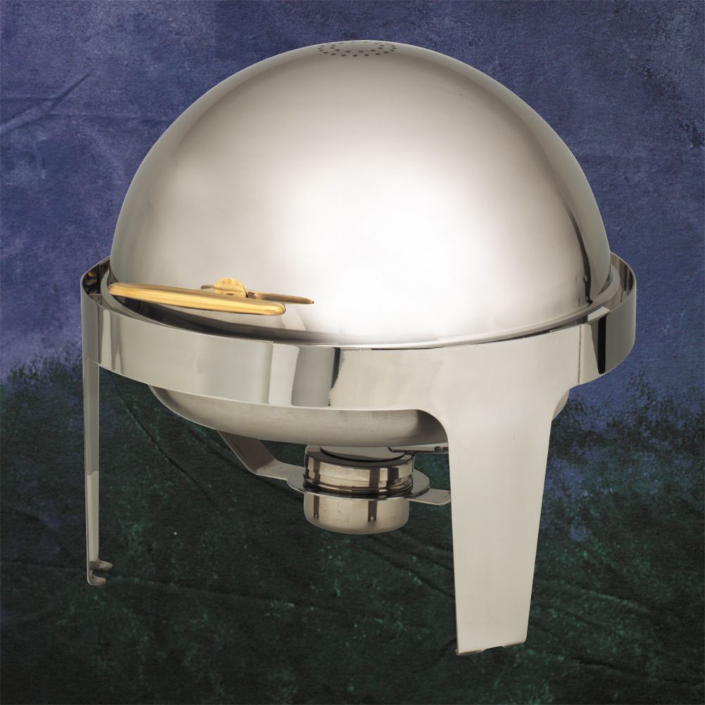 American Metalcraft Adagio&trade; 7 Qt Round Chafer  w / Gold Handles