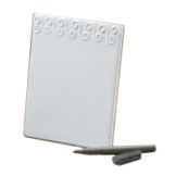 American Metalcraft Rectangular Scroll Pattern White Ceramic Menu Card