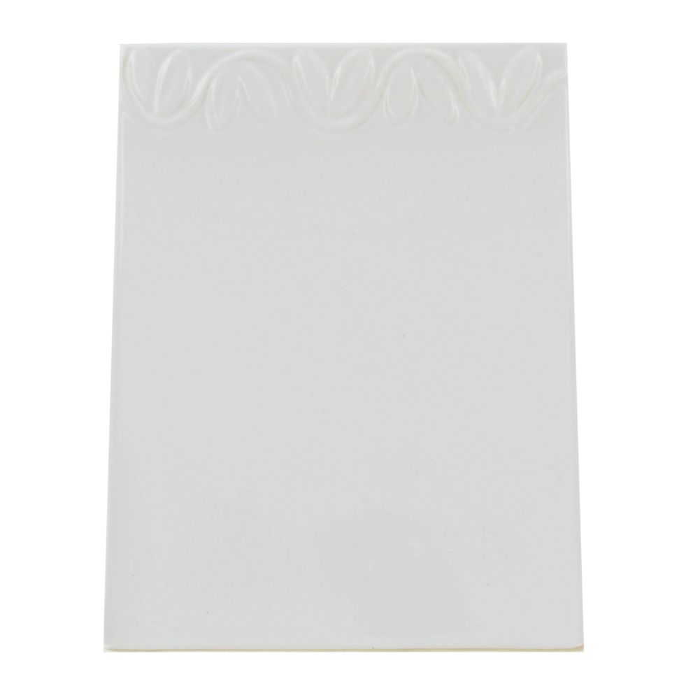 American Metalcraft Rectangular Leaf Pattern White Ceramic Menu Card