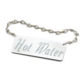 Cal-Mil&reg; 3.5" x 1.5" Silver "Hot Water" Sign