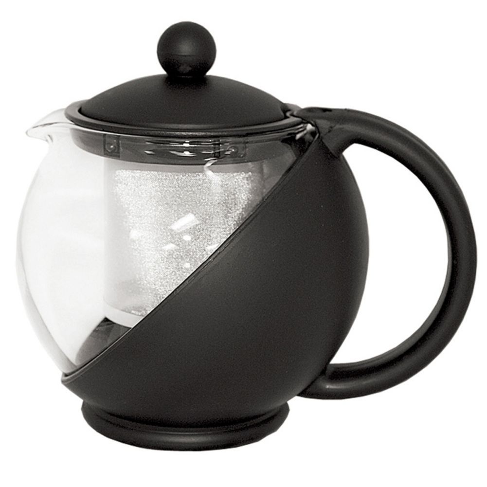 Service Ideas Black Glass Lined Plastic Tea Ball w/ Removable Basket