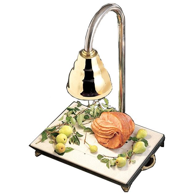 Bon Chef Black Speckled 24 x 18 Carving Station w/ Brass Heat Lamp