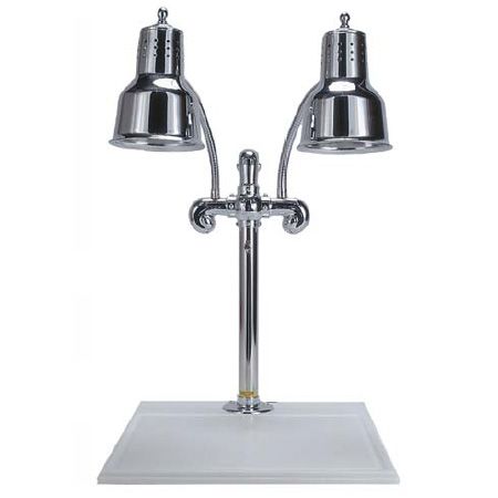 Dual Brass Lamp 500W Warmer Station w/ White Base, 120V