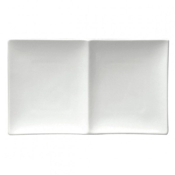 Oneida Porcelain Undec. Rect. 2-Compartment Platter, 11 x 7"