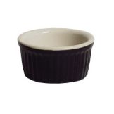Tuxton&reg; 3.5 Oz. Black/Eggshell Two-Tone Fluted Ramekin