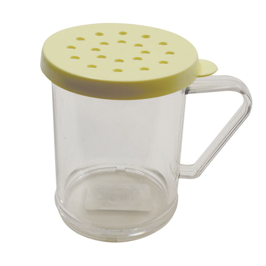 Tablecraft Clear 10 oz Plastic Dredge with Yellow Cheese Lid