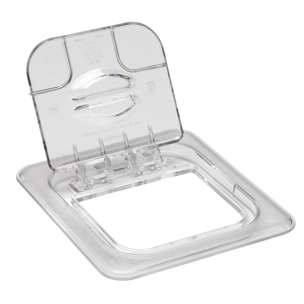Cambro Clear Camwear&reg; 1/6 Size Solid Food Pan FlipLid&reg;