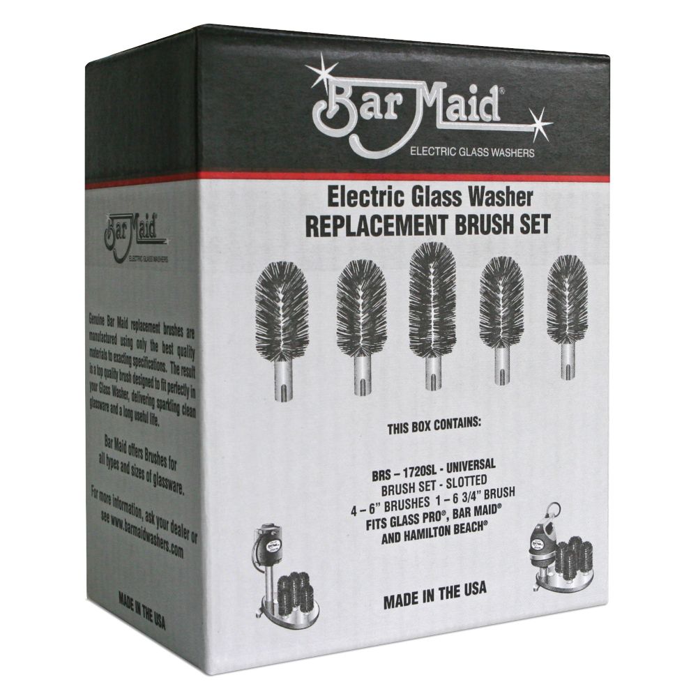 Bar Maid 5-Piece Universal Slotted Brush Set for All Glass Washers