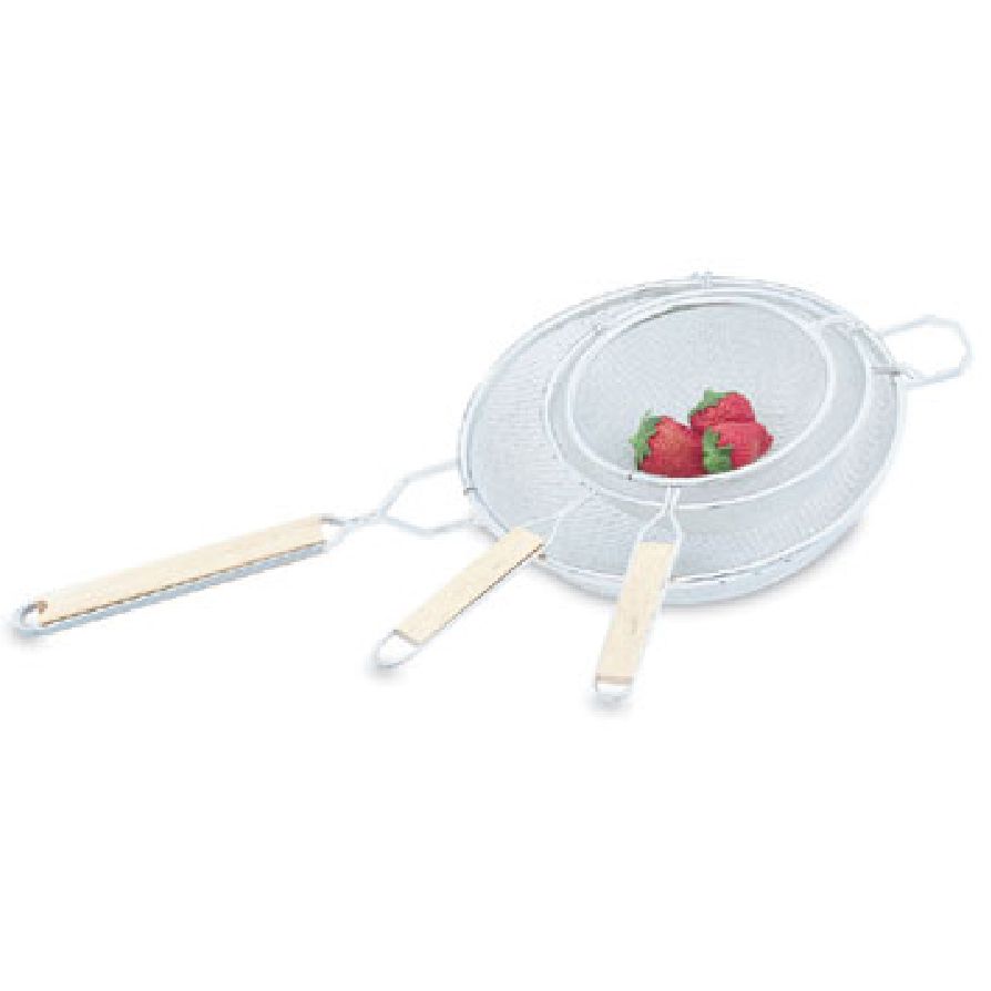 Retinned Fine Wire Mesh Strainer w/ Wooden Handle, 6-1/4 Diam