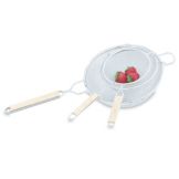 Retinned Fine Wire Mesh Strainer w/ Lacquered Wooden Handle, 8" D