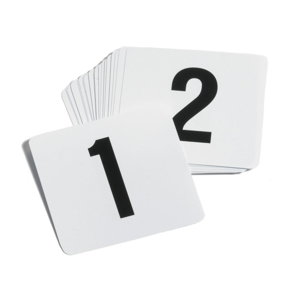 Tablecraft White Plastic 1-100 Card Number Set with Black Numbers