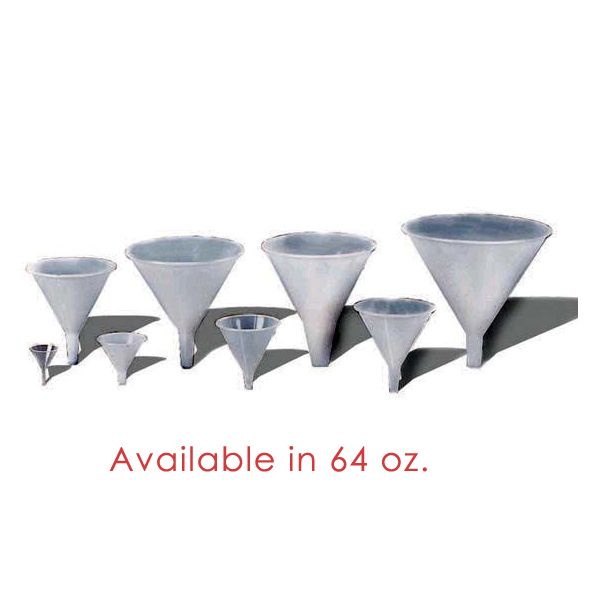 Adcraft&reg; 62 Oz. White Boilable Plastic Funnel