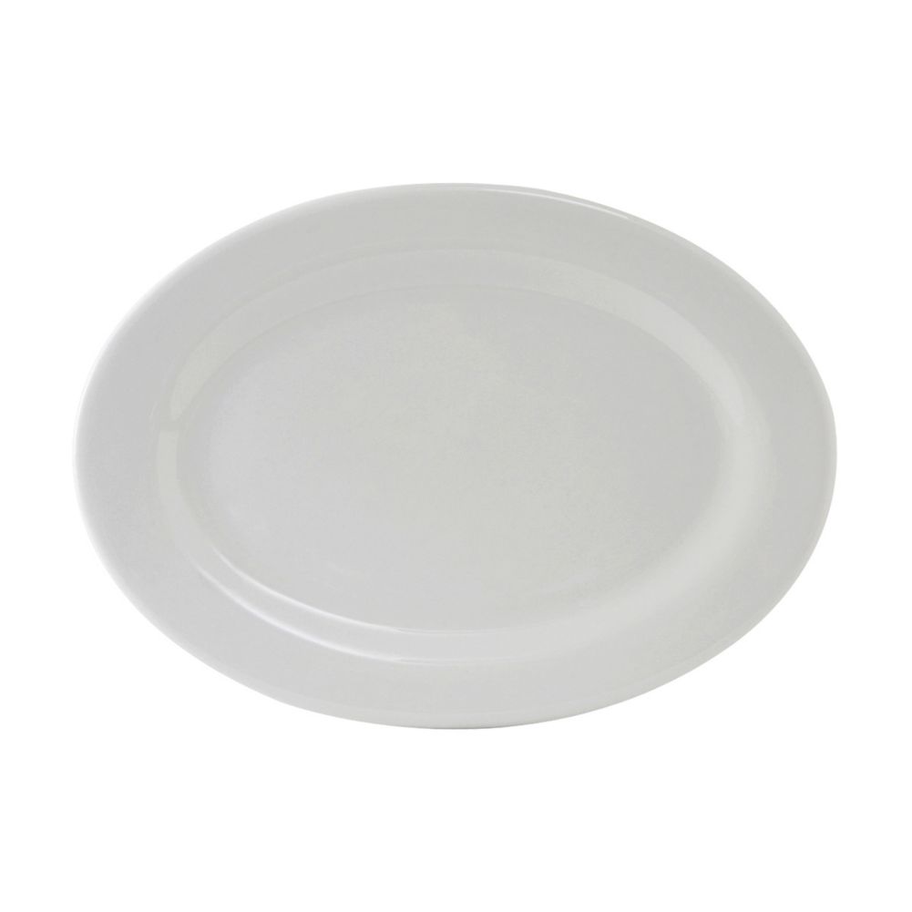 Tuxton&reg; 18" x 13" Alaska White Rolled Edge Platter