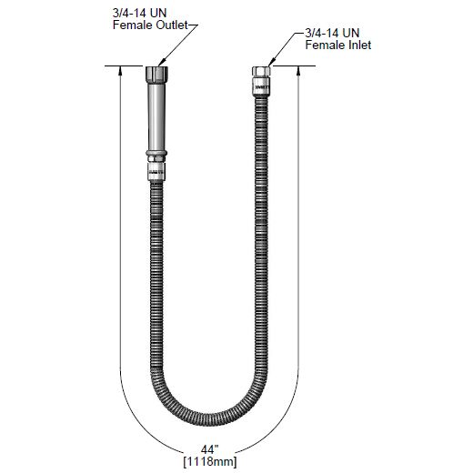 T & S Brass 44" Flexible Stainless Steel Hose