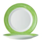 Cardinal Arcoroc Brush Opal&reg; 7-1/2" Side Plate w/ Green Rim