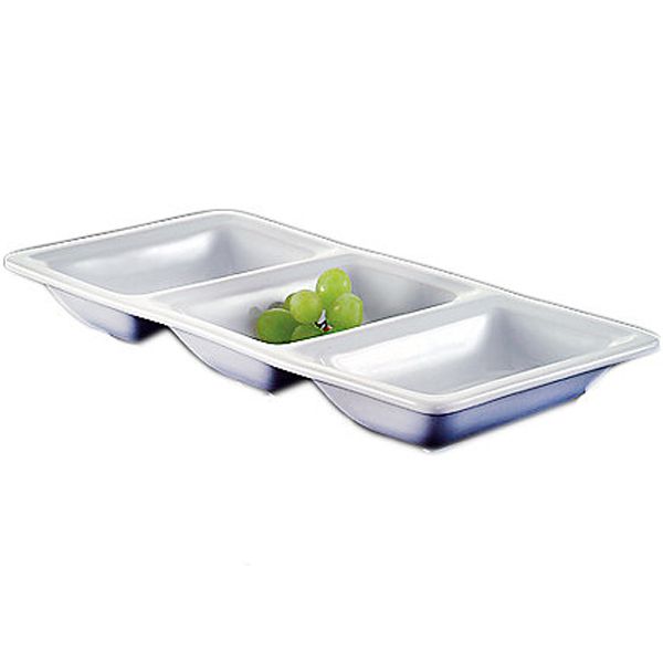 Culinaire&trade; Bright White Ceramic 3-Compartment Divided Tray