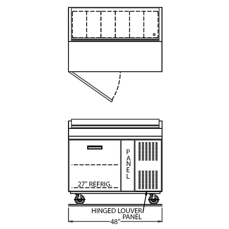 Randell&reg; 48" Refrig. Raised Rail Food Prep Table
