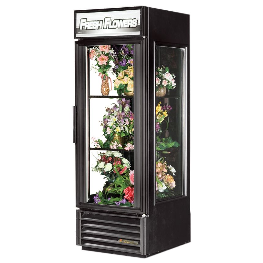 True&reg; Black 1-Swing Door Glass End Floral Case, 23 Cubic Ft