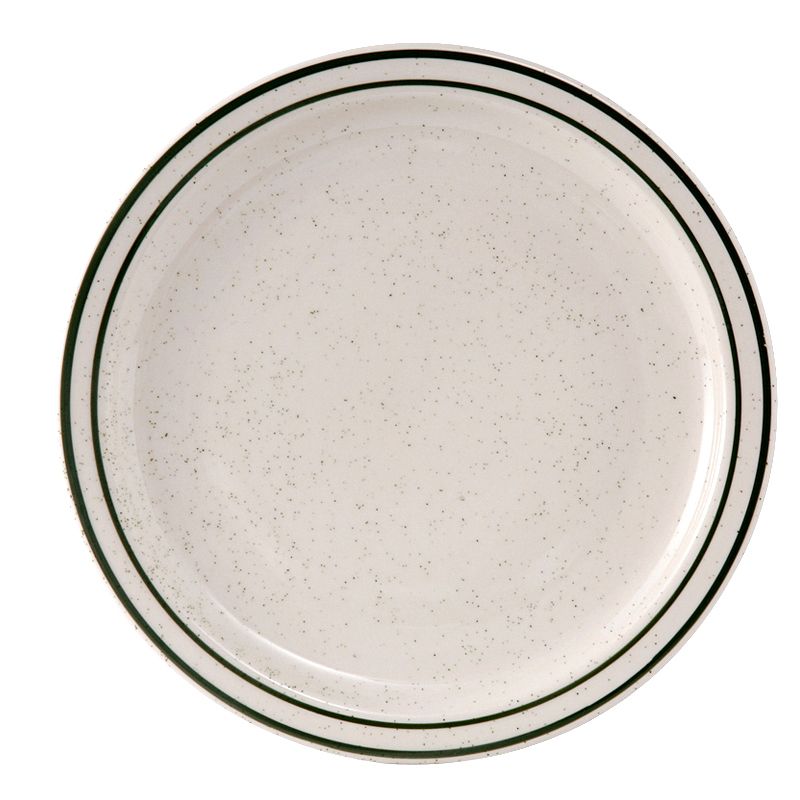 Tuxton&reg; Emerald 10-1/2" Eggshell Plate With Green Bands