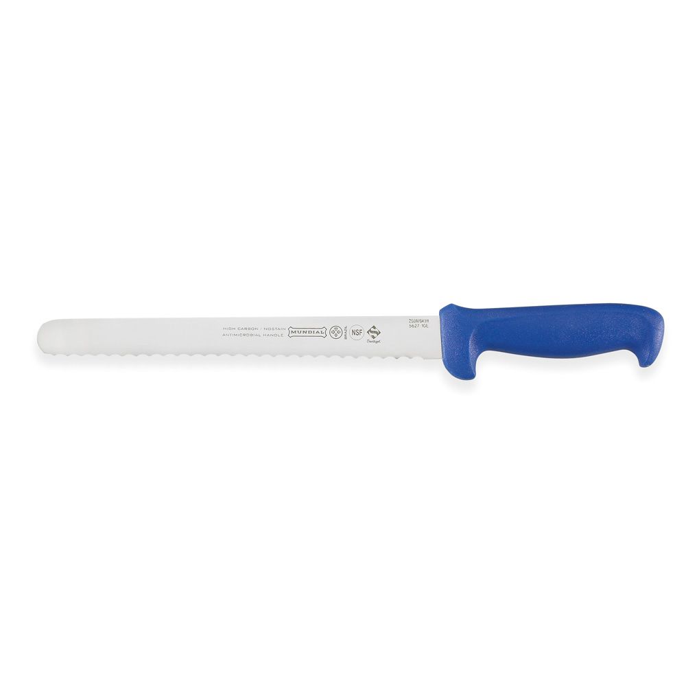 Mundial Serrated Slicing Knife w/ Blue Handle - 10"