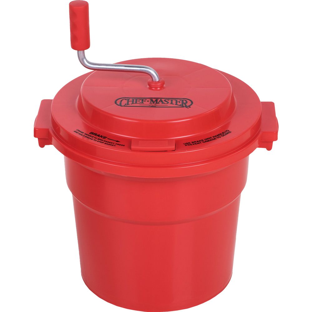Chef-Master&trade; Red Plastic Manual 5 Gal Salad Dryer Spinner