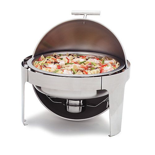 Carlisle&reg; Times Square 6 Qt. Round Roll Top Stainless Steel Chafer