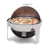 Carlisle&reg; Times Square 6 Qt. Round Roll Top Stainless Steel Chafer