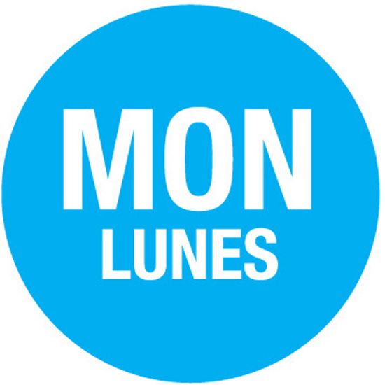SupeRemovable Bilingual 3/4" Label, "Monday", Roll/2000