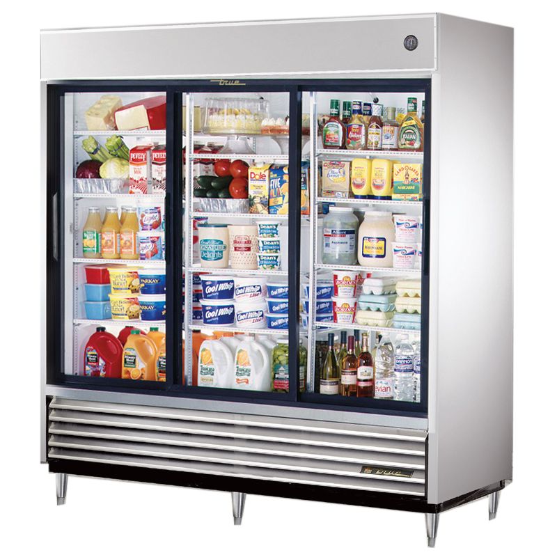 True&reg; S/S 69 Cu Ft Reach-In Refrigerator w/ 2-Glass Sliding Doors