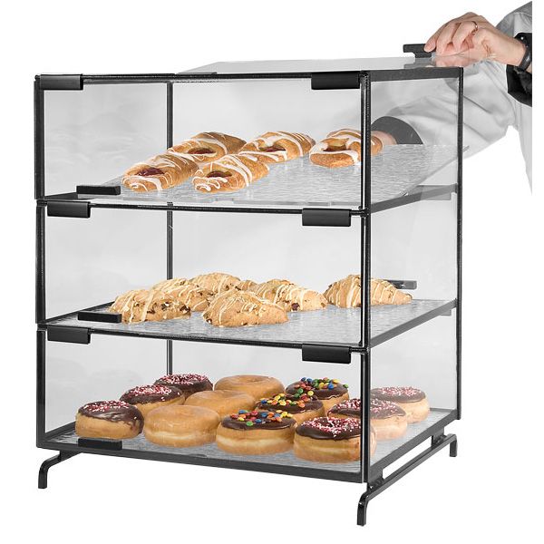 Gourmet Display&reg; 20" x 16" Black 3 Level Pastry Case