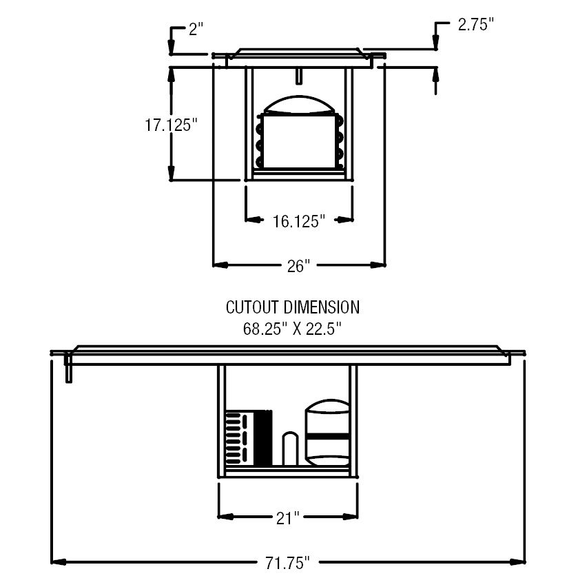 Randell&reg; Drop In 71.75" Refrigerated Frost Top