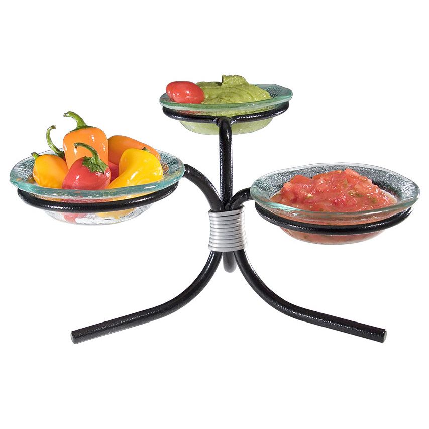 Gourmet Display&reg; Metal Stand With 3 Glass Bowl Display