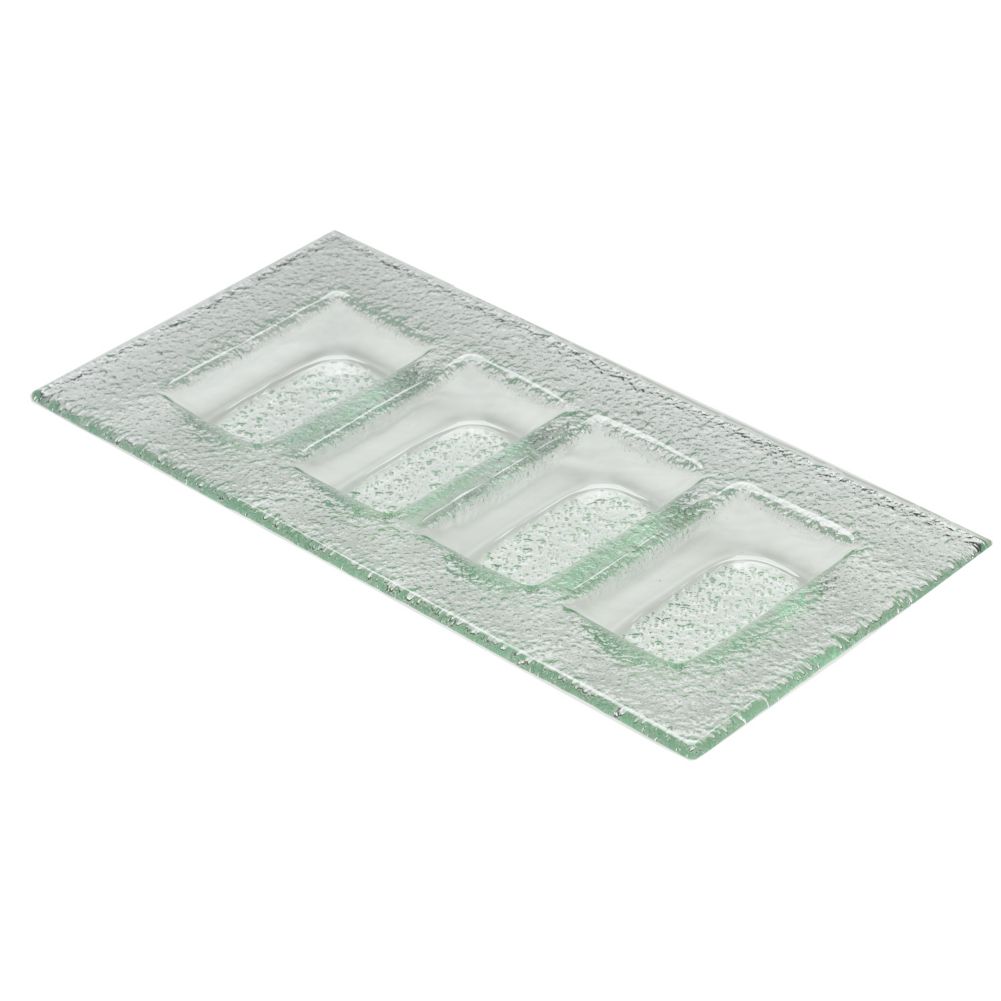 Steelite Creations Glass Rectangle 4-Compartment Tray