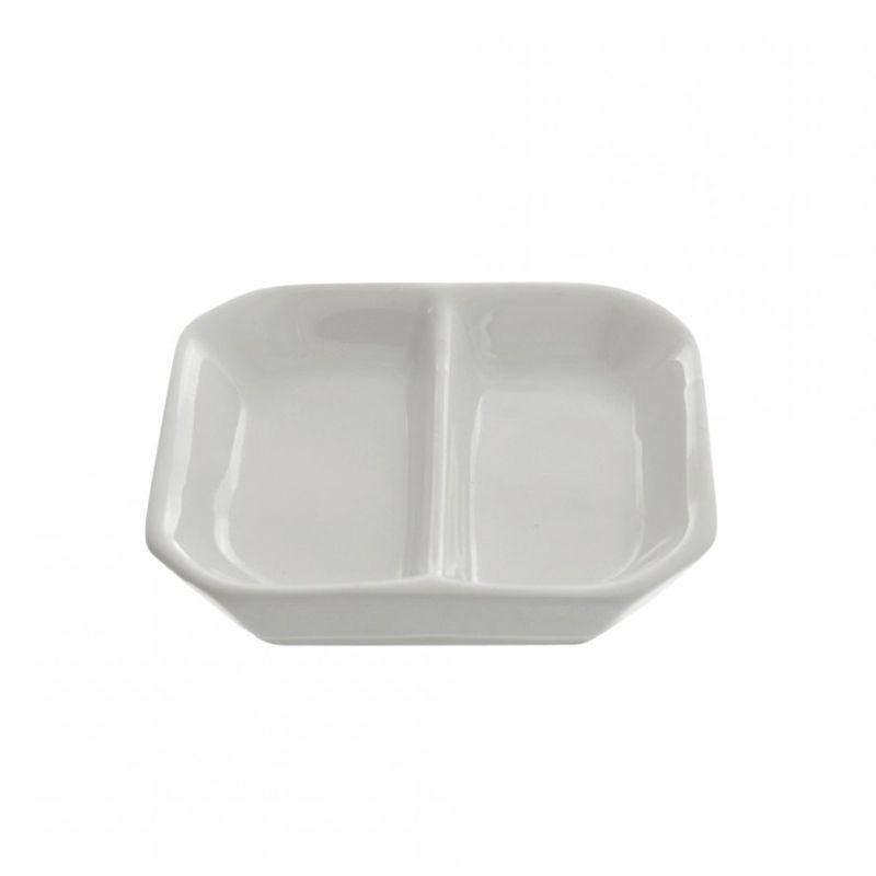 Ten Strawberry Street Whittier White 3" Divided Sauce Dish