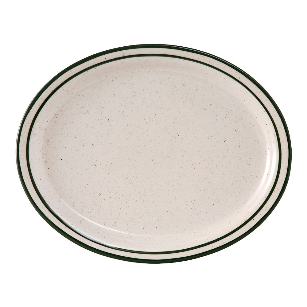 Tuxton&reg; Emerald 13-1/4" x 10-1/2" Eggshell Oval Platter