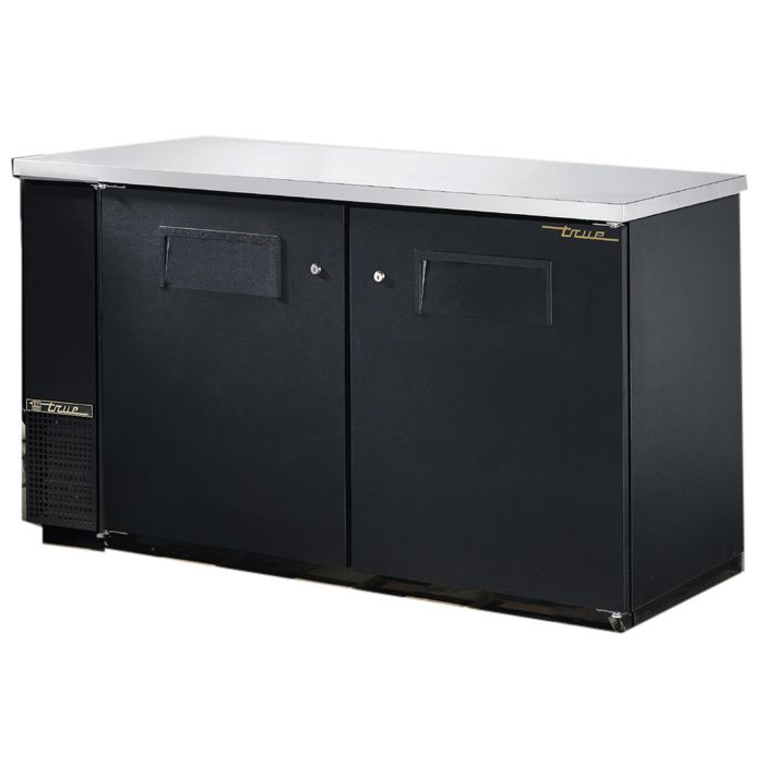 True&reg; Black Solid Door Food Rated Back Bar Cooler for 144 6-Packs
