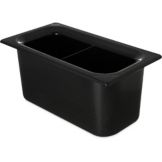 Carlisle&reg; Coldmaster Third-Size Divided Coldpan, Black, 1.7 Qt
