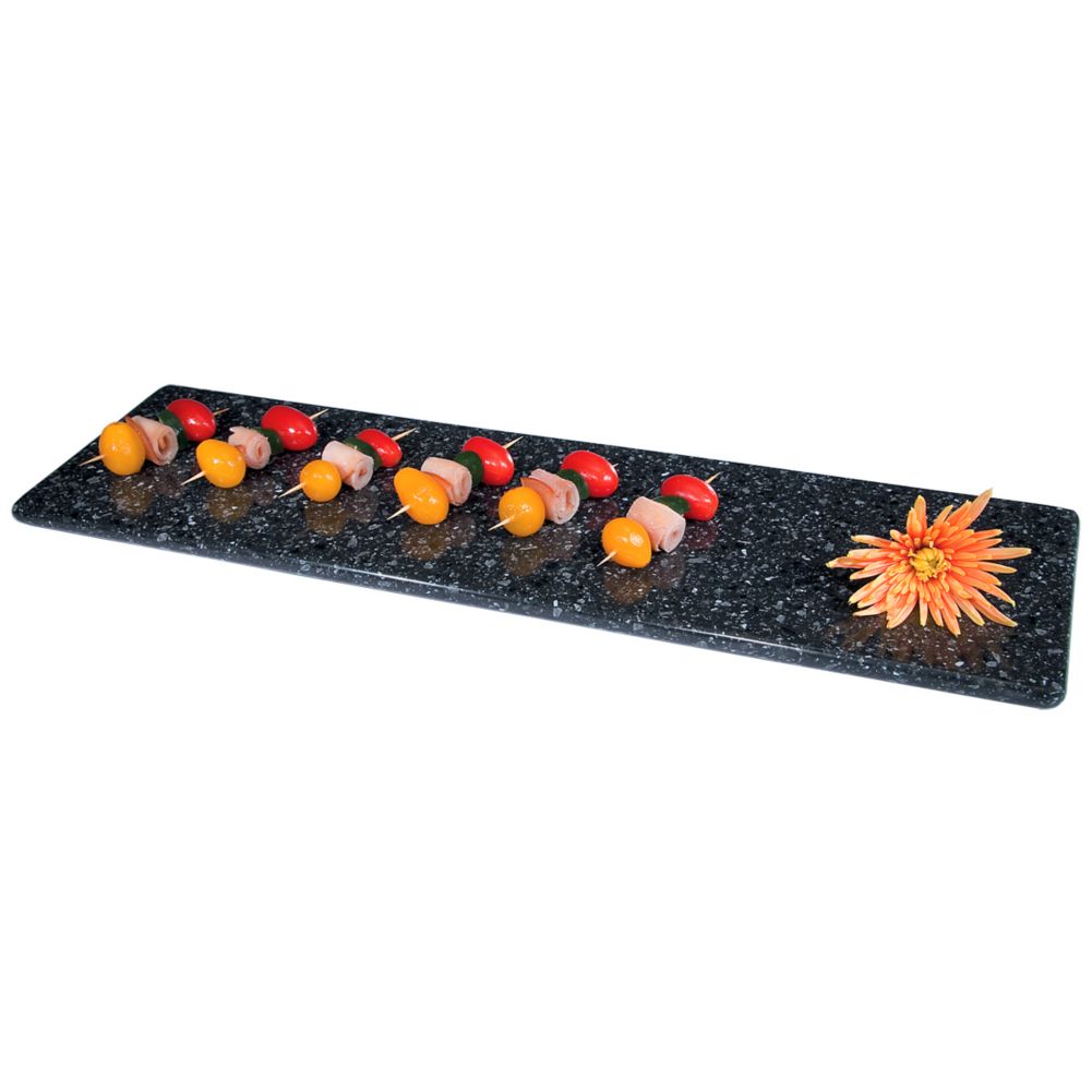 Gourmet Display&reg; 21 x 6 Black Deli Strip Serving Stone Tray